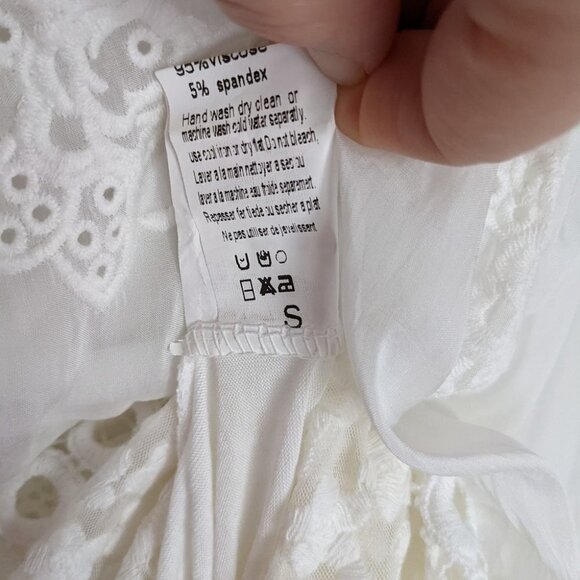 M italian white lace chroshet boho blouse drop shoulder small @F1 - Picture 8 of 11